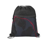 coocazoo Turnbeutel „Lava Lines”, schwarz, mit Reißverschlussfach und Kordelzug, reflektierende Elemente, Schlaufen zur Befestigung am Schulrucksack, 10 Liter, ab der 3. Klasse