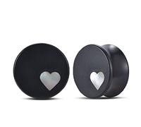 COOEAR 1 Paar Messgeräte für Ohr Holz Sattel Plugs und Tunnel Herz Logo Ohrringe Expander Stretcher.