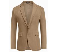 COOFADNY Herren Casual Cord Blazer Klassische Passform Zwei Knöpfe Sport Mantel Mode Revers Blazer Jacke, Kaffee, L