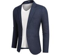 COOFANDY Anzugjacken Sakko Herren Casual Business Blazer Regular Fit 2 Knöpfe Freizeit Anzug Einfarbig Dunkelblau M