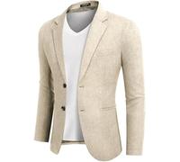 COOFANDY Anzugjacken Sakko Herren Casual Business Blazer Regular Fit 2 Knöpfe Freizeit Anzug Einfarbig Khaki XXL