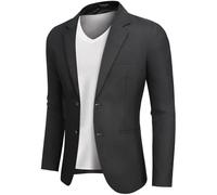 COOFANDY Anzugjacken Sakko Herren Casual Business Blazer Regular Fit 2 Knöpfe Freizeit Anzug Einfarbig Schwarz L
