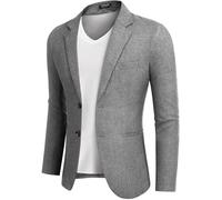 COOFANDY Anzugjacken Sakko Herren Casual Business Blazer Regular Fit 2 Knöpfe Freizeit Anzug Einfarbig Hellgrau XXL