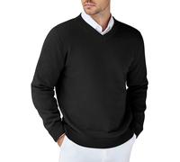 COOFANDY Business Pullover Herren V Ausschnitt Strickpullover Herrenpullover Winter Basic Pullover Feinstrickpulli Schwarz L