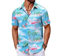COOFANDY Hawaii Hemd Männer Sommer Kurzarmhemd Tropical Hemden Hawaiihemd | Sommerhemd Kurzarm, Strandhemd Urlaub, Hawaiihemden, Blumen Hemd, Aloha Herrenhemden, Party Shirt, für den Strand