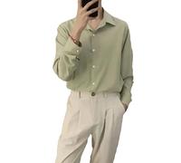 COOFANDY Hemd Herren Langarm Hemden Stretch Freizeithemden Pure Langarm Anzug Hemd Bügelfrei Regular Fit Hochzeit Hemd mit Tasche Hellgrün L