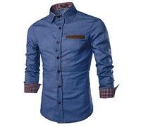 COOFANDY Hemd Herren Langarm Jeanshemd Denim Regular Fit Freizeithemd Langarmhemd Cowboy-Style Männer B-SkyBlue XL