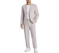 COOFANDY Herren 2-teiliges Leinenanzug-Set, normale Passform, lässiger Leinenanzug, leichter Anzug, Sommer, Strand, Hochzeit, Hellgrau, XL