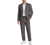 Coofandy Herren 2-teiliges Leinenanzug-Set, Normale Passform, lässiger Leinenanzug, Leichter Anzug, Sommer, Strand, Hochzeit, grau dunkel, XL