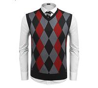 COOFANDY Herren Ärmellose Strickweste Pullunder V-Ausschnitt Slim Fit Business Einfarbig Wollweste für Männer