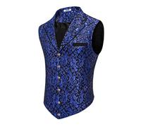 COOFANDY Herren-Anzugweste, Paisleymuster, viktorianische Weste, Gothic, Steampunk, formelle Smoking-Weste mit gekerbtem Revers, XX-Large