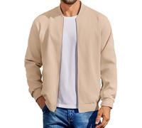 COOFANDY Herren-Bomberjacke aus Baumwolle, leichte Fliegerjacken, lässige Softshell-Jacke, Khaki-1, XXL