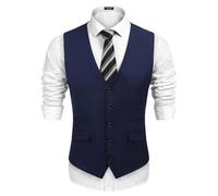 COOFANDY Herren Business Anzug Weste,Slim Fit Skinny Hochzeitsweste,Navy blau,XL
