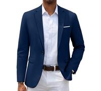 Coofandy Herren Casual Blazer Jacke Slim Fit Sport Mäntel Leichte One Button Anzugjacke - Blau - L