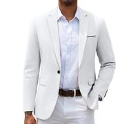 Coofandy Herren Casual Blazer Jacke Slim Fit Sport Mäntel Leichte One Button Anzugjacke - Weiß - XS