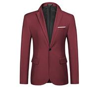 Coofandy Herren Casual Sport Mantel Slim Fit Blazer EIN-Knopf Business Anzug Jacken, 2 - Weinrot, L
