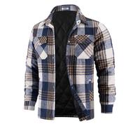 COOFANDY Herren-Flanell-Hemdjacke, gesteppt, gefüttert, kariert, warme | Flanellstoff, gefüttert, dick, Baumwollmischung, Knopfleiste, warm, Winter-Outwear, Hemdkragen, Overshirt, Wintermantel