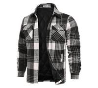 COOFANDY Herren-Flanell-Hemdjacke, gesteppt, gefüttert, kariert, warme | Flanellstoff, gefüttert, dick, Baumwollmischung, Knopfleiste, warm, Winter-Outwear, Hemdkragen, Overshirt, Wintermantel