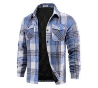 COOFANDY Herren-Flanell-Hemdjacke, gesteppt, gefüttert, kariert, warme | Flanellstoff, gefüttert, dick, Baumwollmischung, Knopfleiste, warm, Winter-Outwear, Hemdkragen, Overshirt, Wintermantel