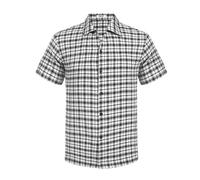 COOFANDY Herren Hemd Kurzarm Karierte Hemden Slim Fit Sommerhemd Kurzarmhemd Karohemd Flanellhemd Trachtenhemden Holzfällerhemd Herrenhemden Kurzarm Schwarz & Weiß Großes Karomuster M