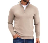 COOFANDY Herren Pullover mit Reißverschluss Half Zip Strickpullover Rollkragenpullover Troyer Herren Winter Pulli Men's Sweater