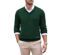 COOFANDY Herren Pullover mit V Ausschnitt Strickpullover Business Pullover Männer Regular Fit Herrenpullover Langarm Winterpullover Basic Pulli Grün S