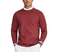 COOFANDY Herren Pullover Rundhals Strickpullover Langarm Herrenpullover Business Pullover Ribbed Sweater Weinrot XL