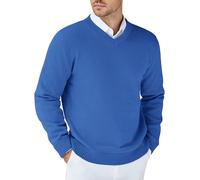 COOFANDY Herren Pullover V Ausschnitt Feinstrickpulli Langarm Strickpullover Männer Winterpulli Business Regular Fit Blau XL