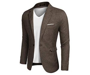 Coofandy Herren Slim fit anzüge beiläufige Leichter Blazer jacken one Tasten smokings 42 Regular (m) 1- Brown