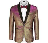 COOFANDY Herren-Smokingjacke, schmale Passform, Schal-Revers, Blazer, EIN-Knopf-Anzugjacken für Party, Abschlussball, Hochzeit, Abendessen, A-Rose Golden, XX-Large