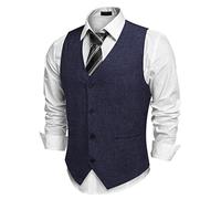 COOFANDY Herren-Westen, Business Casual, Leichte Weste, Slim Fit, Anzugweste, Marineblau, Small