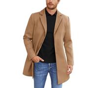 COOFANDY Herren Wollmischmantel Winter Trenchcoat Wellkragen mit Klappe Einreihiger Mantel Classic Peacoat mit Taschen