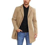 COOFANDY Herren Wollmischmantel Winter Trenchcoat Wellkragen mit Klappe Einreihiger Mantel Classic Peacoat mit Taschen
