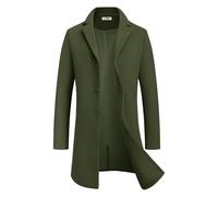 COOFANDY Herren Wollmischmantel Winter Trenchcoat Wellkragen mit Klappe Einreihiger Mantel Classic Peacoat mit Taschen