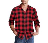 COOFANDY Holzfällerhemd Herren Kariertes Hemd Langarm Trachtenhemden Regular Fit Karohemd Freizeithemd Männer Button Down Arbeitshemd Schwarz-Weiß-2 L