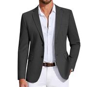 COOFANDY Lässiger Herren-Blazer, Strick, Sportmantel, leicht, zwei Knöpfe, Anzugjacke, grau dunkel, 4XL