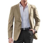 COOFANDY Lässiger Herren-Sportmantel, normale Passform, leichte Blazer-Jacke, zwei Knöpfe, Business-Anzugjacken, Khaki, L