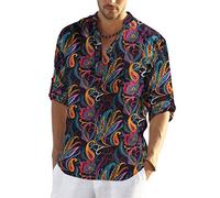 COOFANDY Men's Linen Henley Shirt Cotton Summer Long Sleeve Hippie Casual Beach T Shirts
