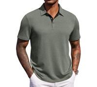 COOFANDY Polohemd Herren Kurzarm Regular Fit Casual Knitted Polo Shirt Business Stretch Leicht Sport Golf Poloshirt Olivgrün 2XL