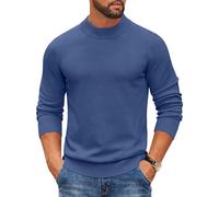 COOFANDY Rollkragenpullover für Herren, gerippt, lässig, leicht, schmale Passform, Denim Blau, Klein