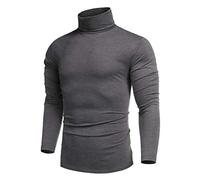 COOFANDY Rollkragenpullover Herren Baumwolle Rollkragenshirt Rolli Herren Langarm Rollkragen T-Shirt Longsleeve Turtle Neck Men Rollkragenpulli Unterziehrolli Dunkelgrau S