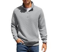 COOFANDY Sweatshirt Herren mit Reißverschluss Stehkragen Pullover Regular Fit Half Zip Neck Sweatshirt Zip Polo Langarm Sweater Winter Warm Langarmshirt Hellgrau M