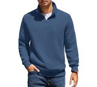 COOFANDY Sweatshirt Herren mit Reißverschluss Stehkragen Pullover Regular Fit Half Zip Neck Sweatshirt Zip Polo Langarm Sweater Winter Warm Langarmshirt Schieferblau M
