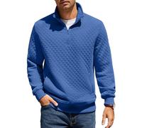 COOFANDY Sweatshirt Herren mit Reißverschluss Stehkragen Pullover Regular Fit Half Zip Neck Sweatshirt Zip Polo Langarm Sweater Winter Warm Langarmshirt Dunkelblau S