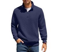 COOFANDY Sweatshirt Herren mit Reißverschluss Stehkragen Pullover Regular Fit Half Zip Neck Sweatshirt Zip Polo Langarm Sweater Winter Warm Langarmshirt Marineblau S