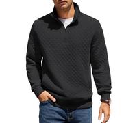 COOFANDY Sweatshirt Herren mit Reißverschluss Stehkragen Pullover Regular Fit Half Zip Neck Sweatshirt Zip Polo Langarm Sweater Winter Warm Langarmshirt Schwarz S