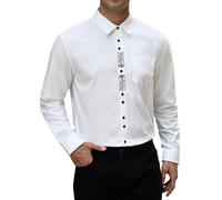 COOFANDY Trachtenhemden für Herren Oktoberfest Hemd Slim Fit Langarm Bayrisches Freizeithemd Weiß XXXL