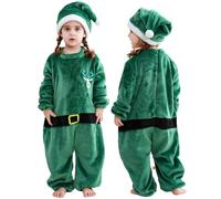 COOKY.D Festlicher Grüner Hirsch Baby Strampler Weihnachts Karneval Overall Kleinkind Weihnachtsfest Party Outfit Junge Mädchen Body, 12-18 Monate