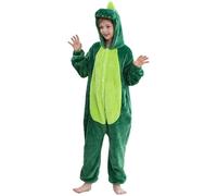 COOKY.D Jungen Cartoon Kapuzen Jumpsuit Gamer Mädchen Schlafanzug Einteiler Kinder Schlafanzug Geschenk,Grün 11-12 Jahre