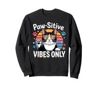 Cool Cat Paw-sitive Vibes Only Cute Cat Lover Sweatshirt